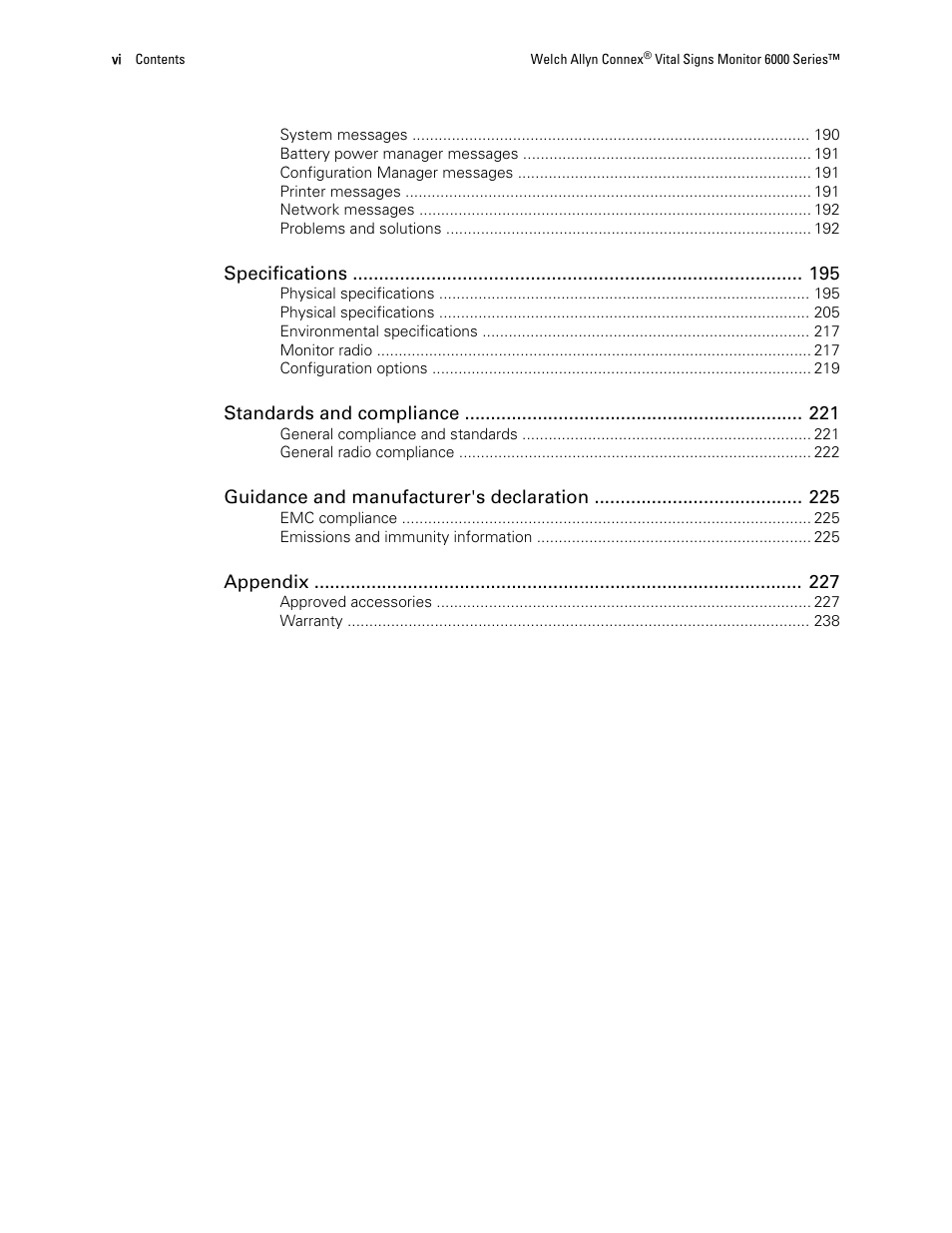 Welch Allyn 6000 Series Connex Vital Signs Monitor - User Manual User Manual | Page 6 / 245
