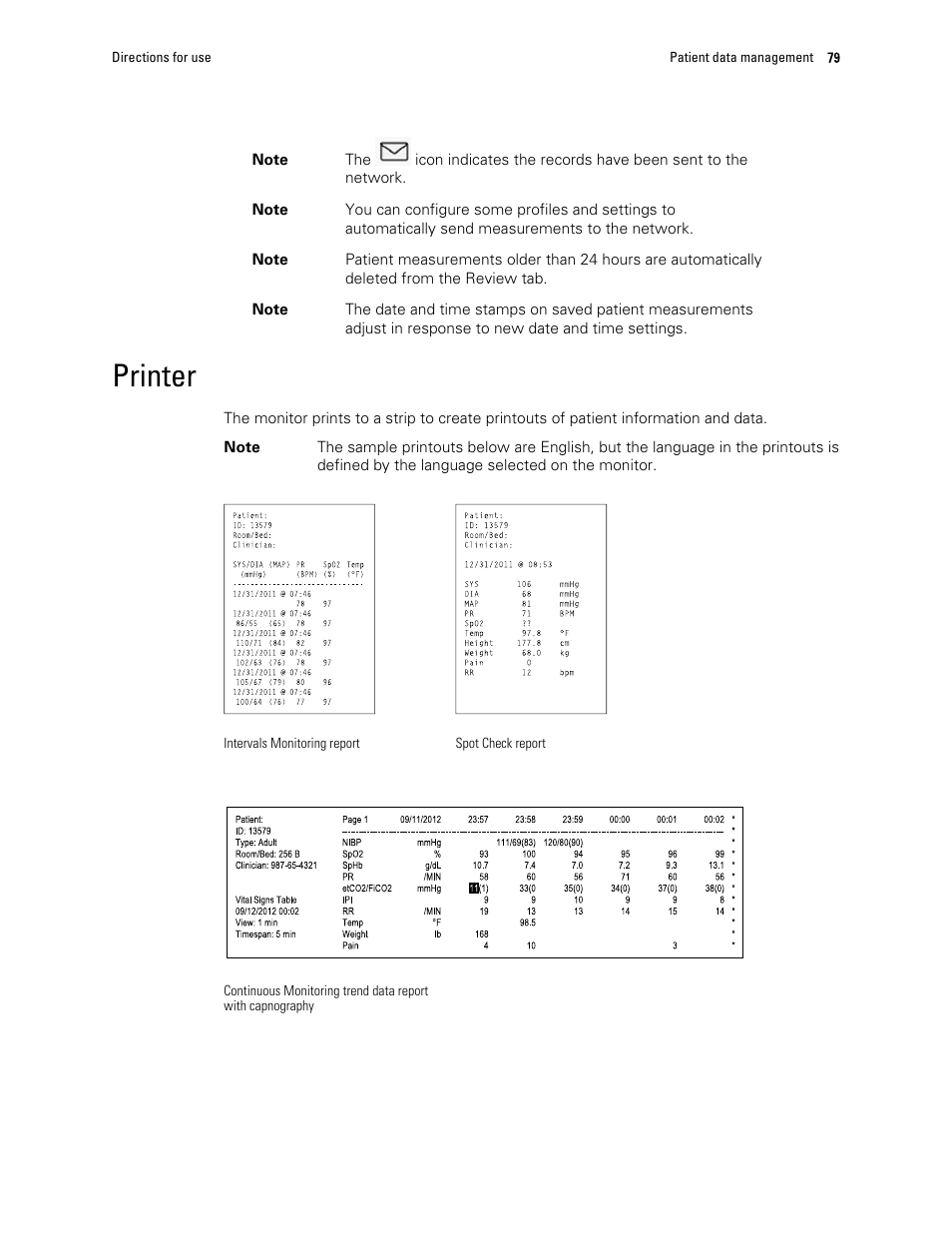 Printer | Welch Allyn 6000 Series Connex Vital Signs Monitor - User Manual User Manual | Page 85 / 245