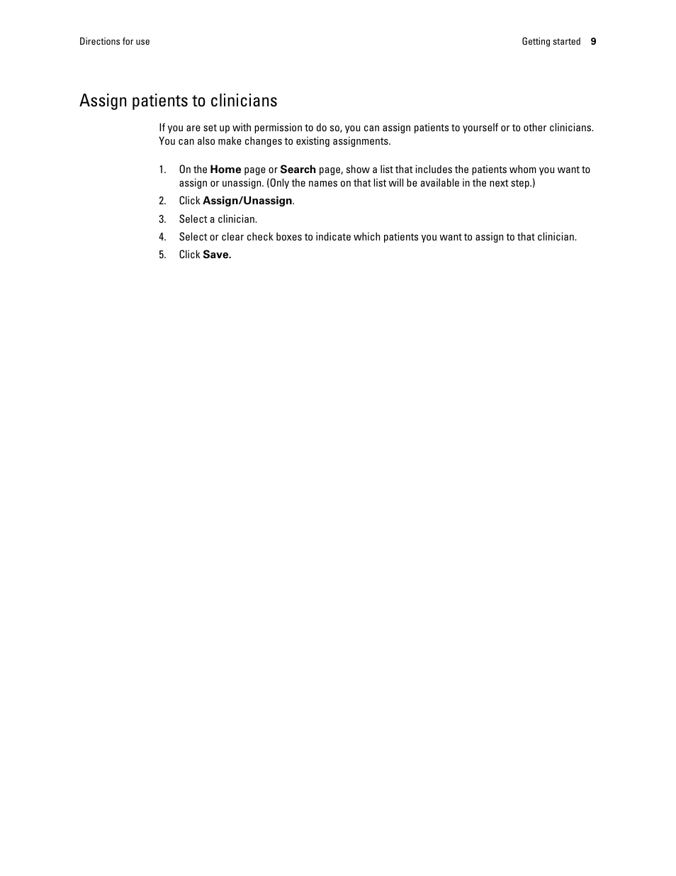 Assign patients to clinicians | Welch Allyn Connex VM data management system - User Manual User Manual | Page 13 / 38