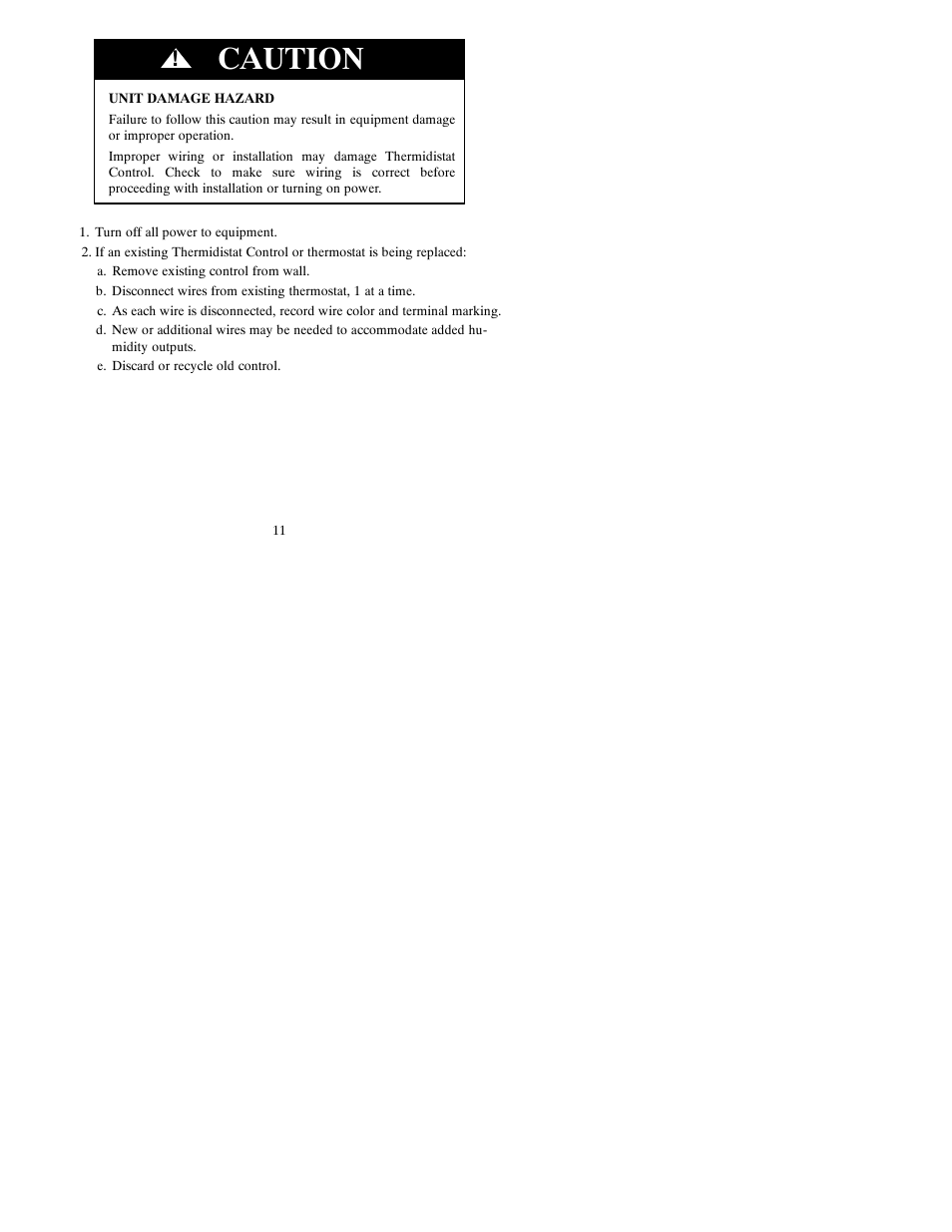 Caution | Bryant Thermidistat T6-PRH-A User Manual | Page 11 / 84