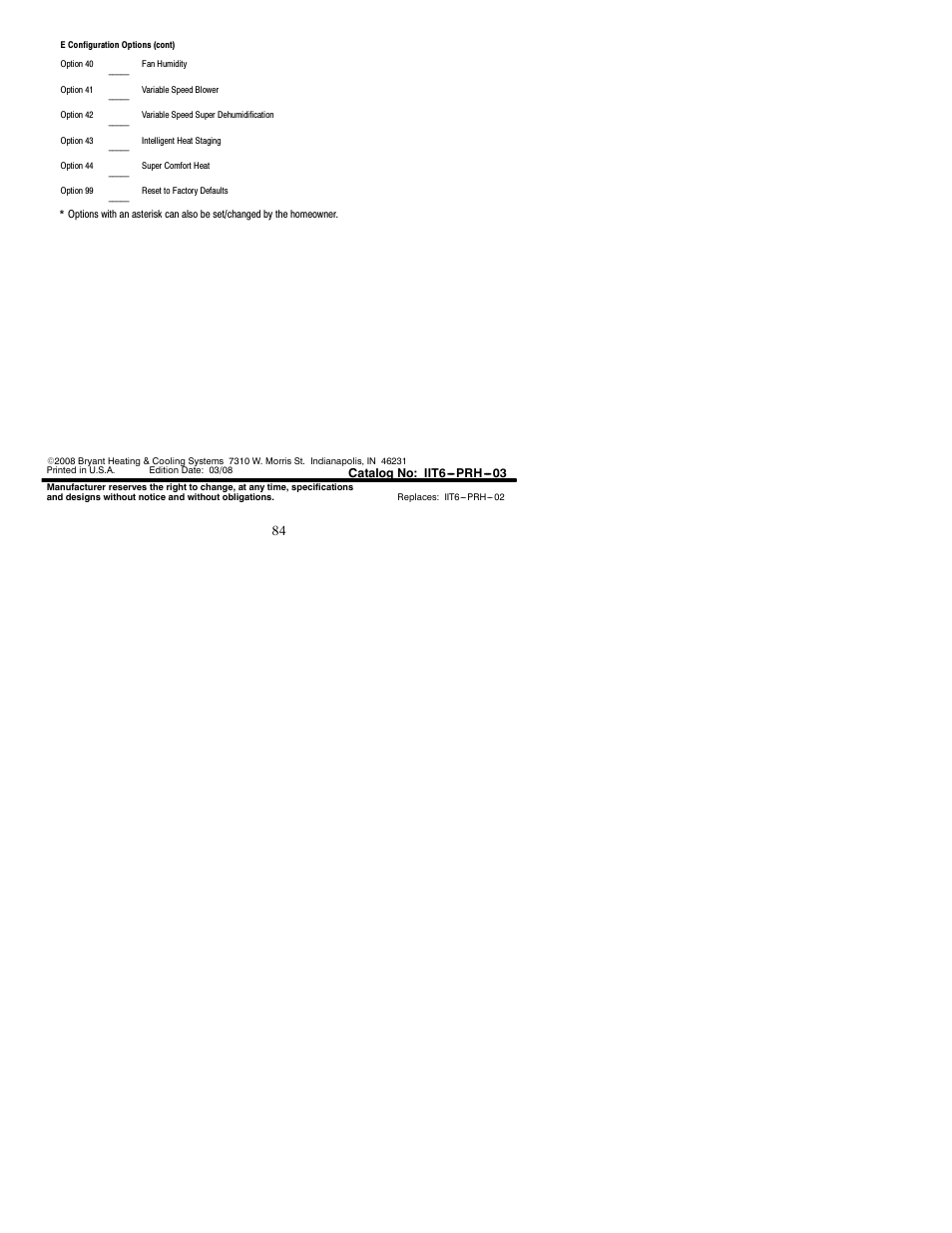 Bryant Thermidistat T6-PRH-A User Manual | Page 84 / 84