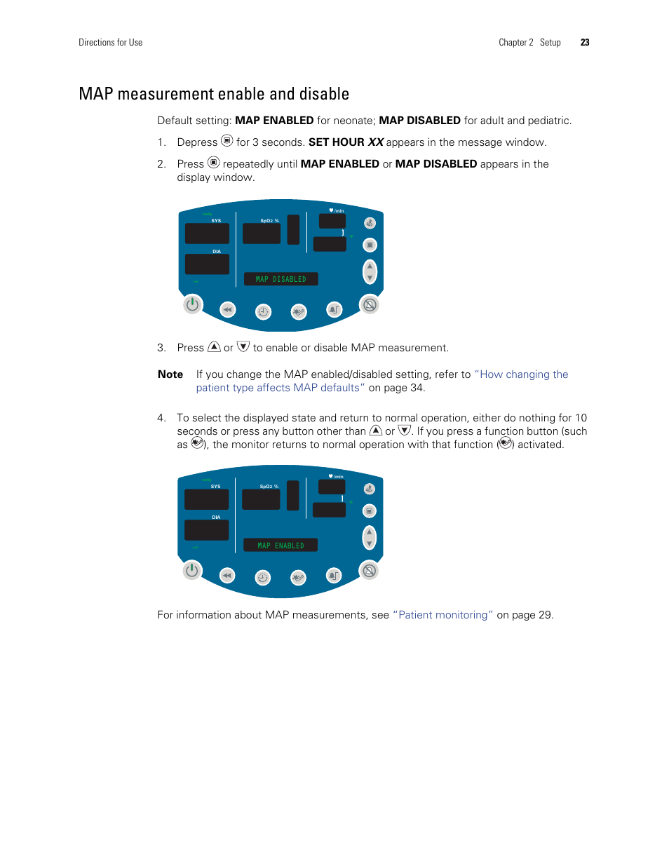 Map measurement enable and disable | Welch Allyn 300 Series Vital Signs Monitor - User Manual User Manual | Page 27 / 86