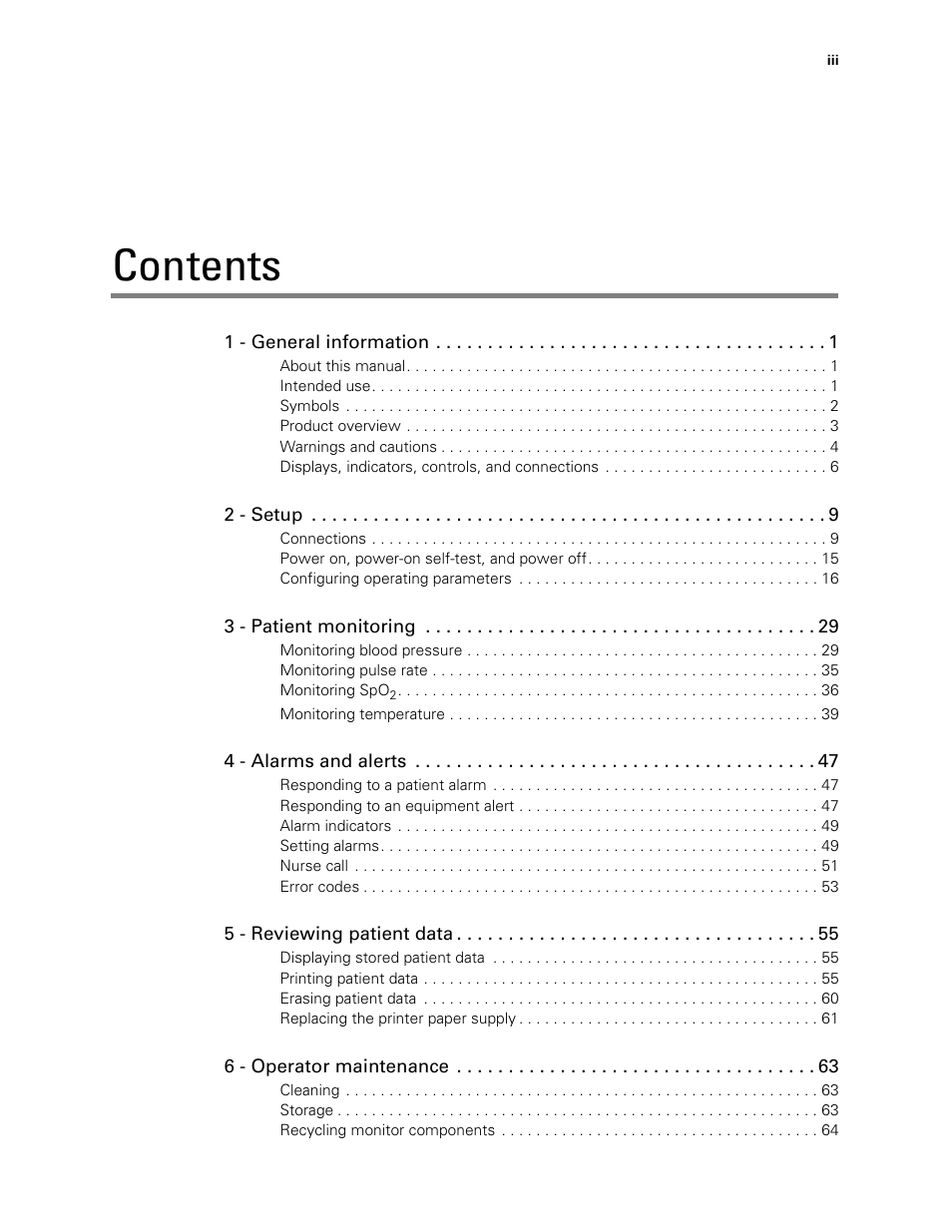 Welch Allyn 300 Series Vital Signs Monitor - User Manual User Manual | Page 3 / 86