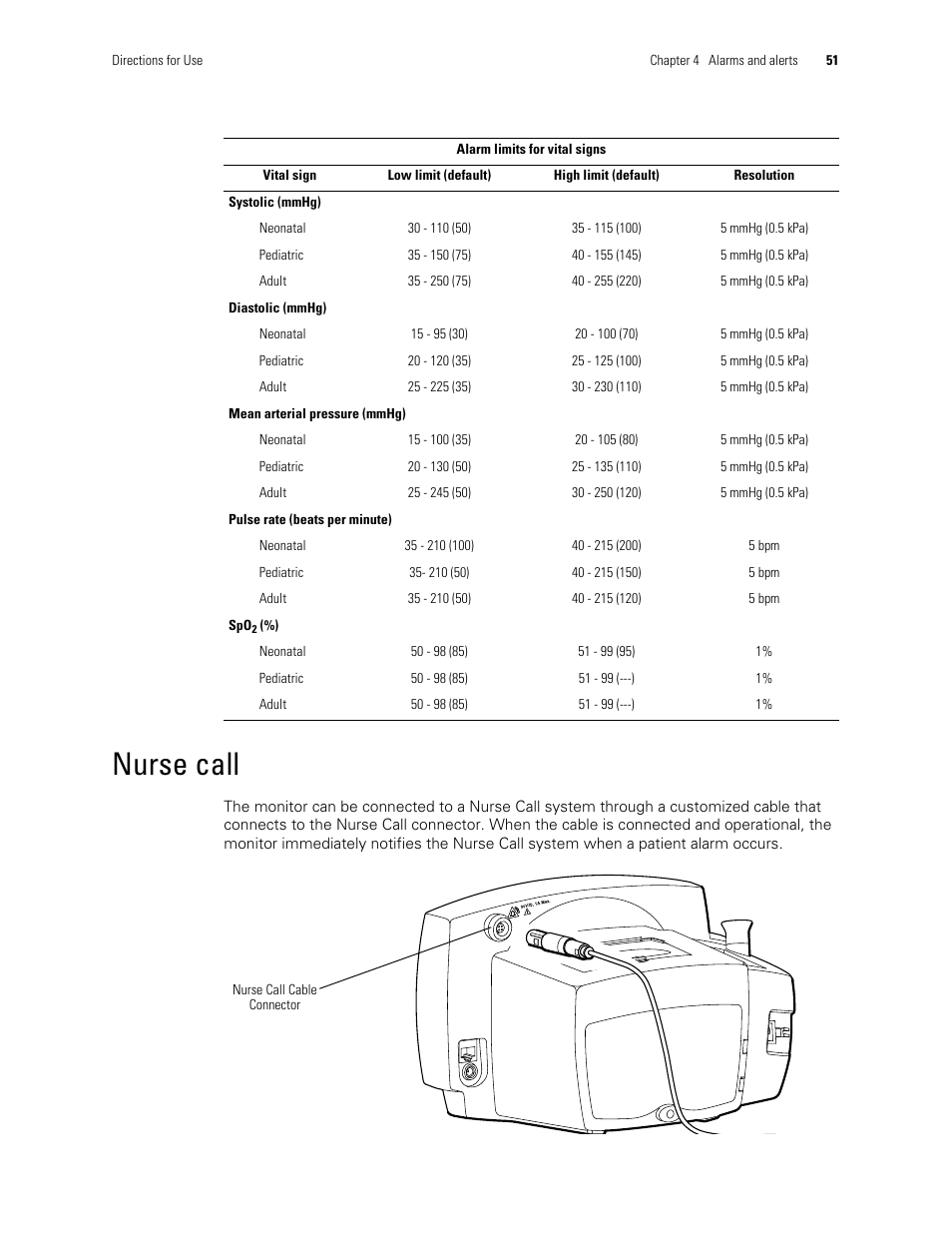 Nurse call | Welch Allyn 300 Series Vital Signs Monitor - User Manual User Manual | Page 55 / 86