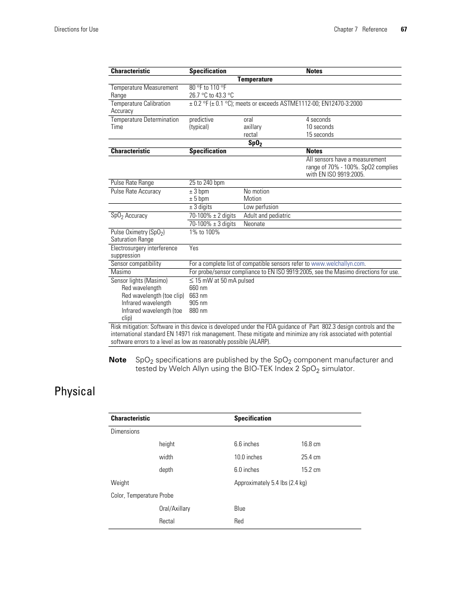 Physical | Welch Allyn 300 Series Vital Signs Monitor - User Manual User Manual | Page 71 / 86