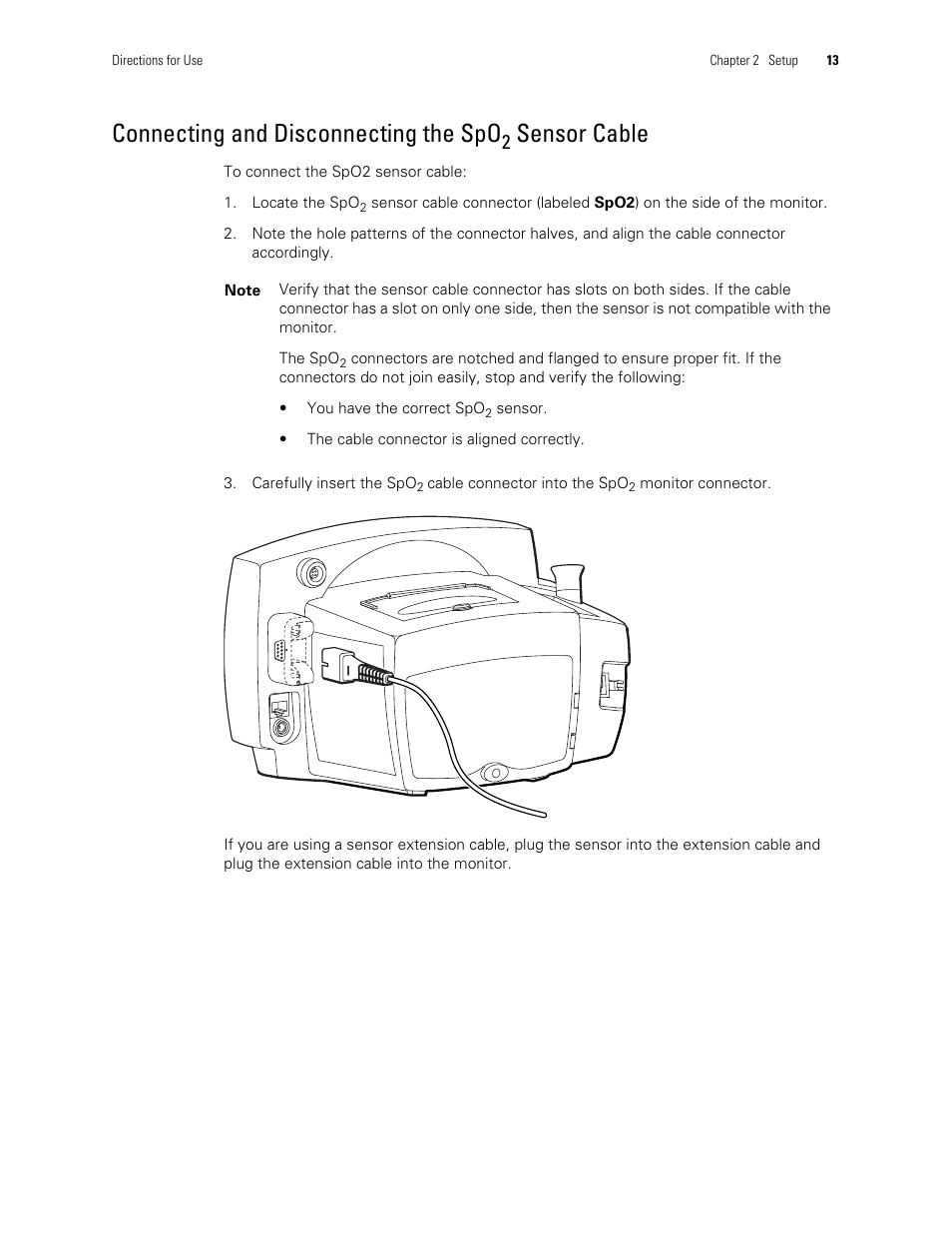Connecting and disconnecting the spo2 sensor cable, Connecting and disconnecting the spo, Sensor cable | Welch Allyn 300 Series Vital Signs Monitor - User Manual User Manual | Page 17 / 90
