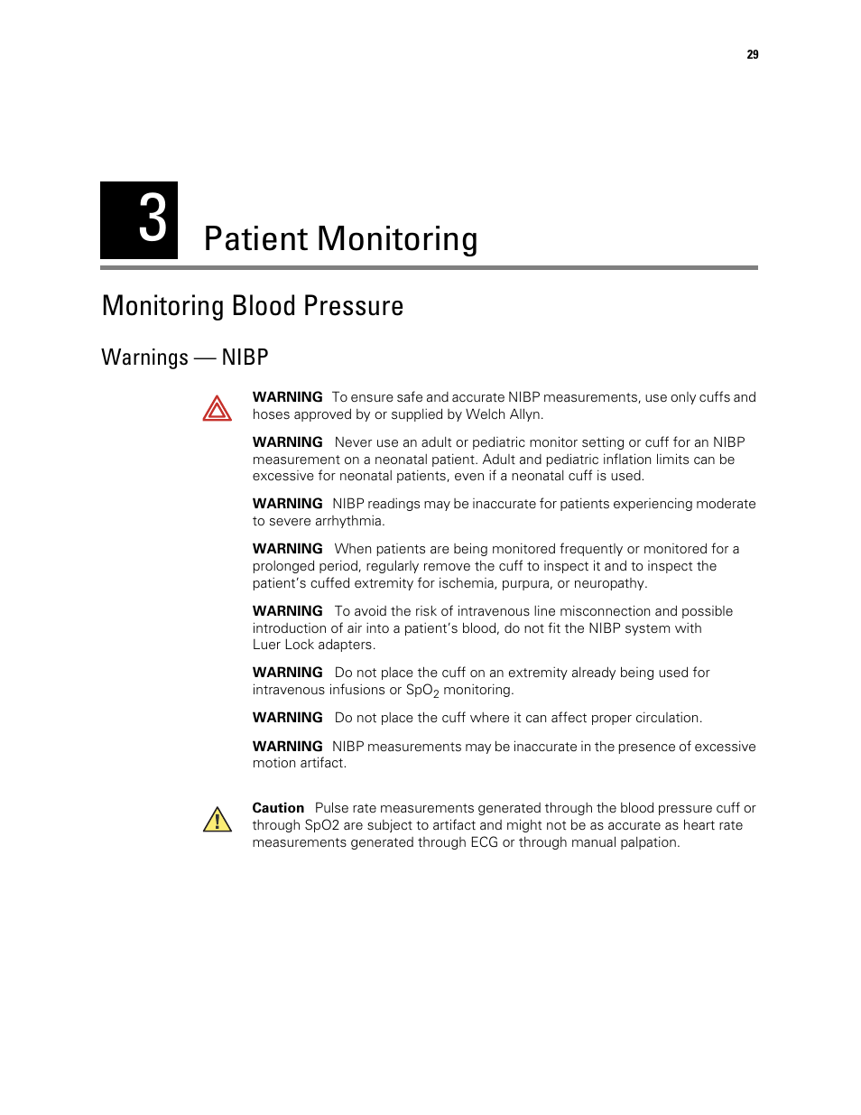 Patient monitoring, Monitoring blood pressure, 3 - patient monitoring | Welch Allyn 300 Series Vital Signs Monitor - User Manual User Manual | Page 33 / 90