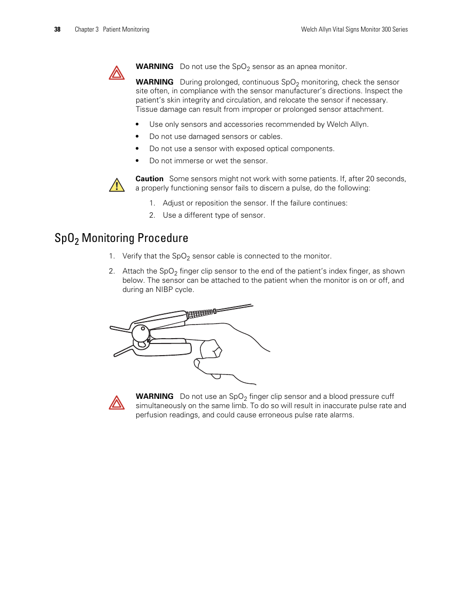 Monitoring procedure | Welch Allyn 300 Series Vital Signs Monitor - User Manual User Manual | Page 42 / 90