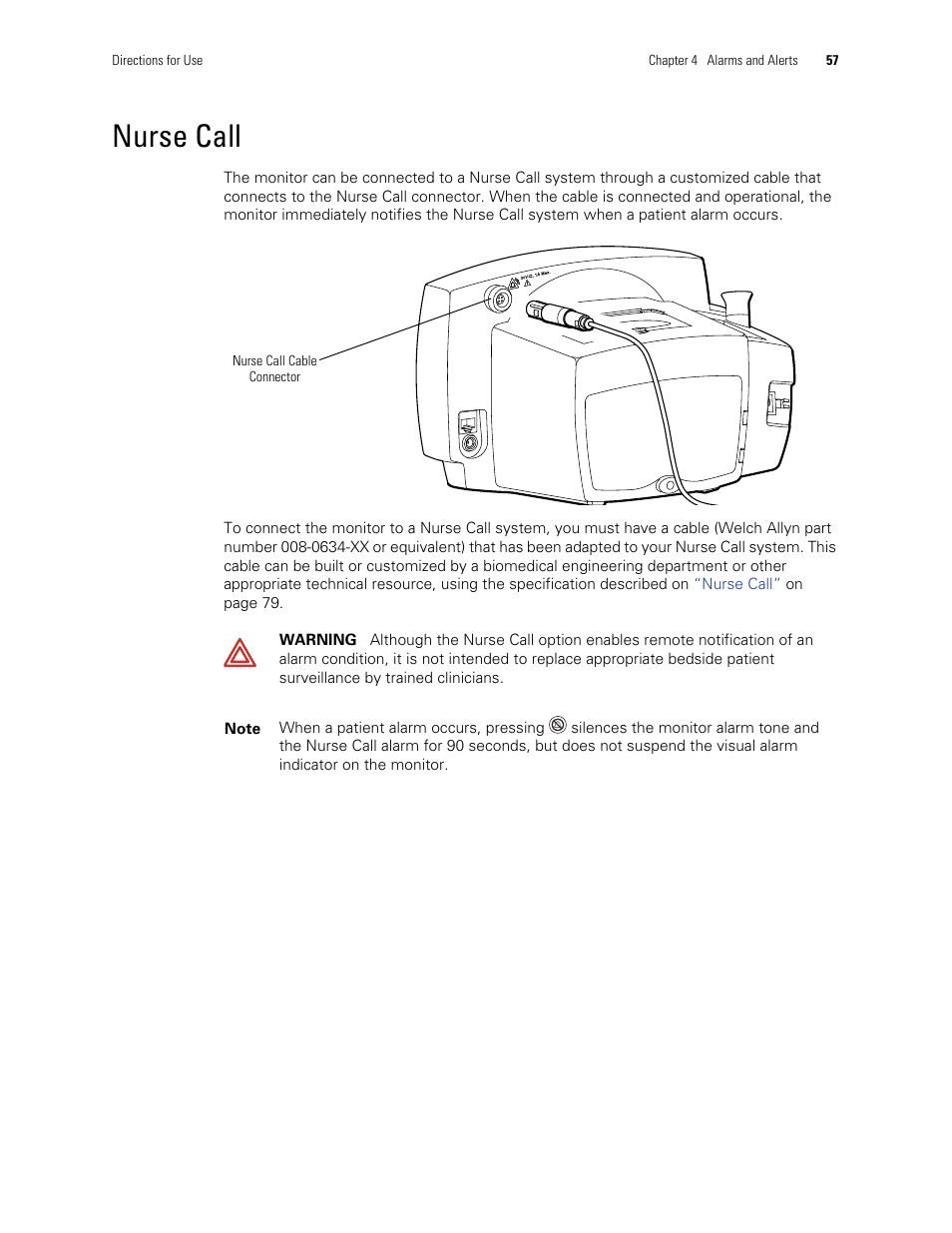 Nurse call | Welch Allyn 300 Series Vital Signs Monitor - User Manual User Manual | Page 61 / 90