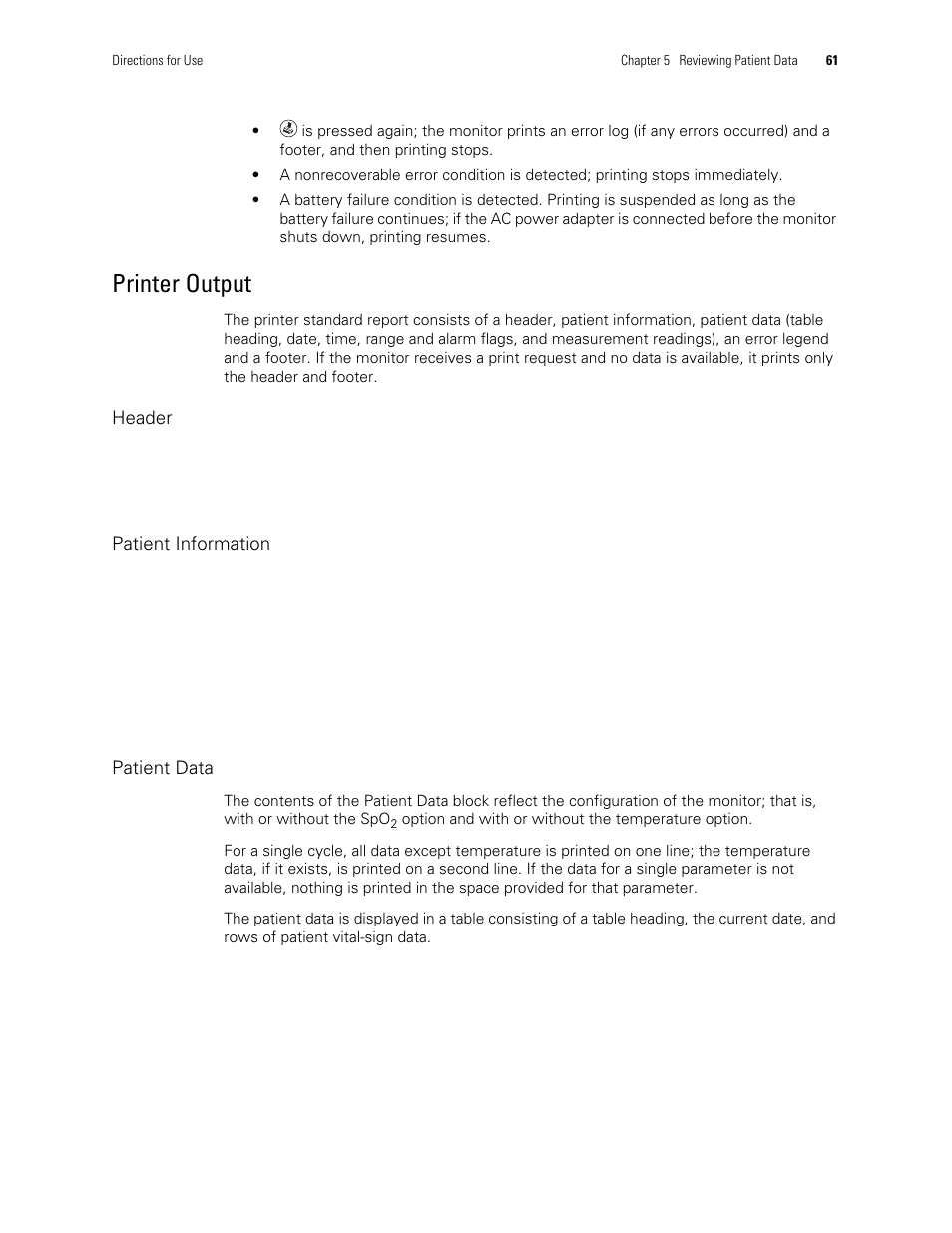 Printer output | Welch Allyn 300 Series Vital Signs Monitor - User Manual User Manual | Page 65 / 90