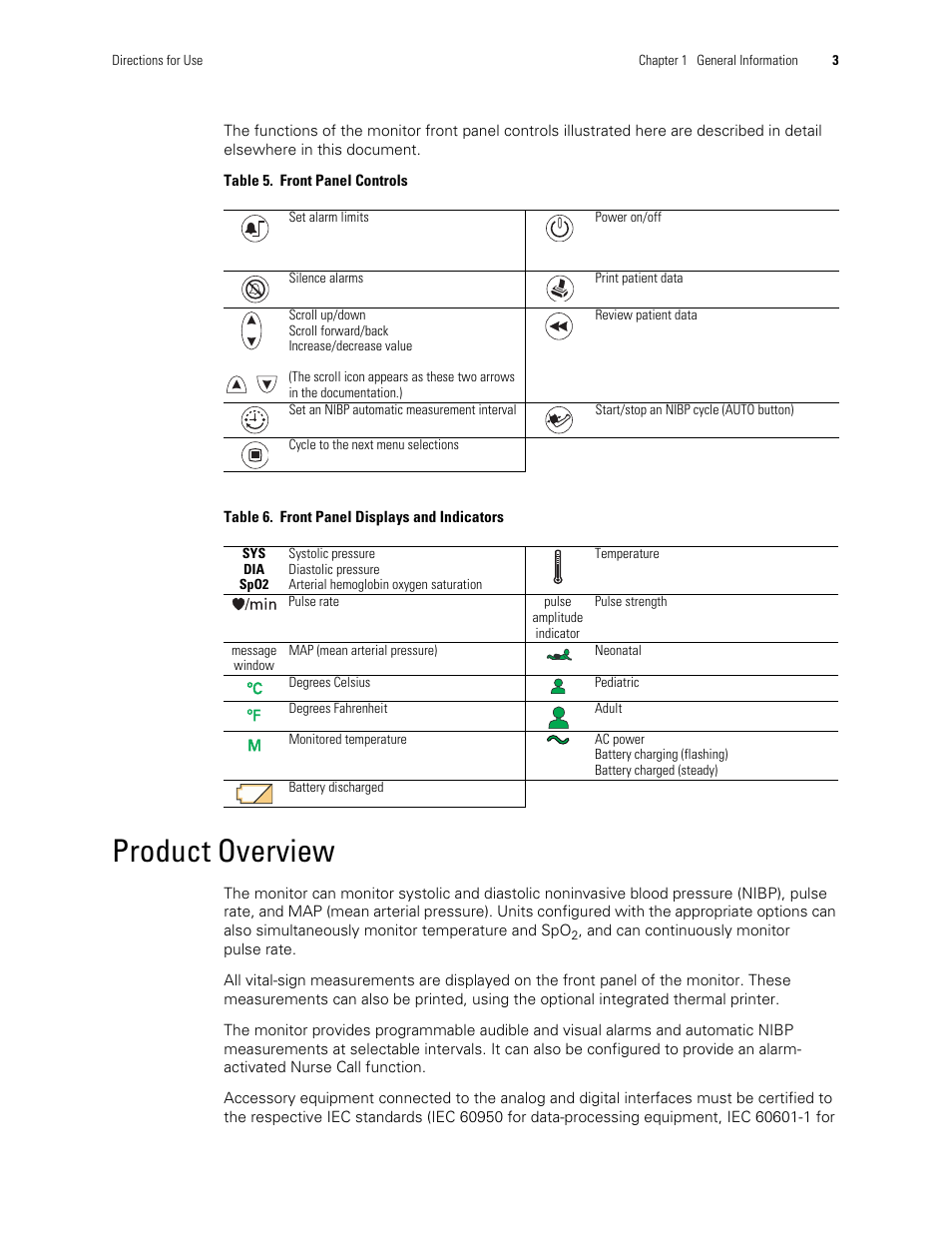 Product overview | Welch Allyn 300 Series Vital Signs Monitor - User Manual User Manual | Page 7 / 90