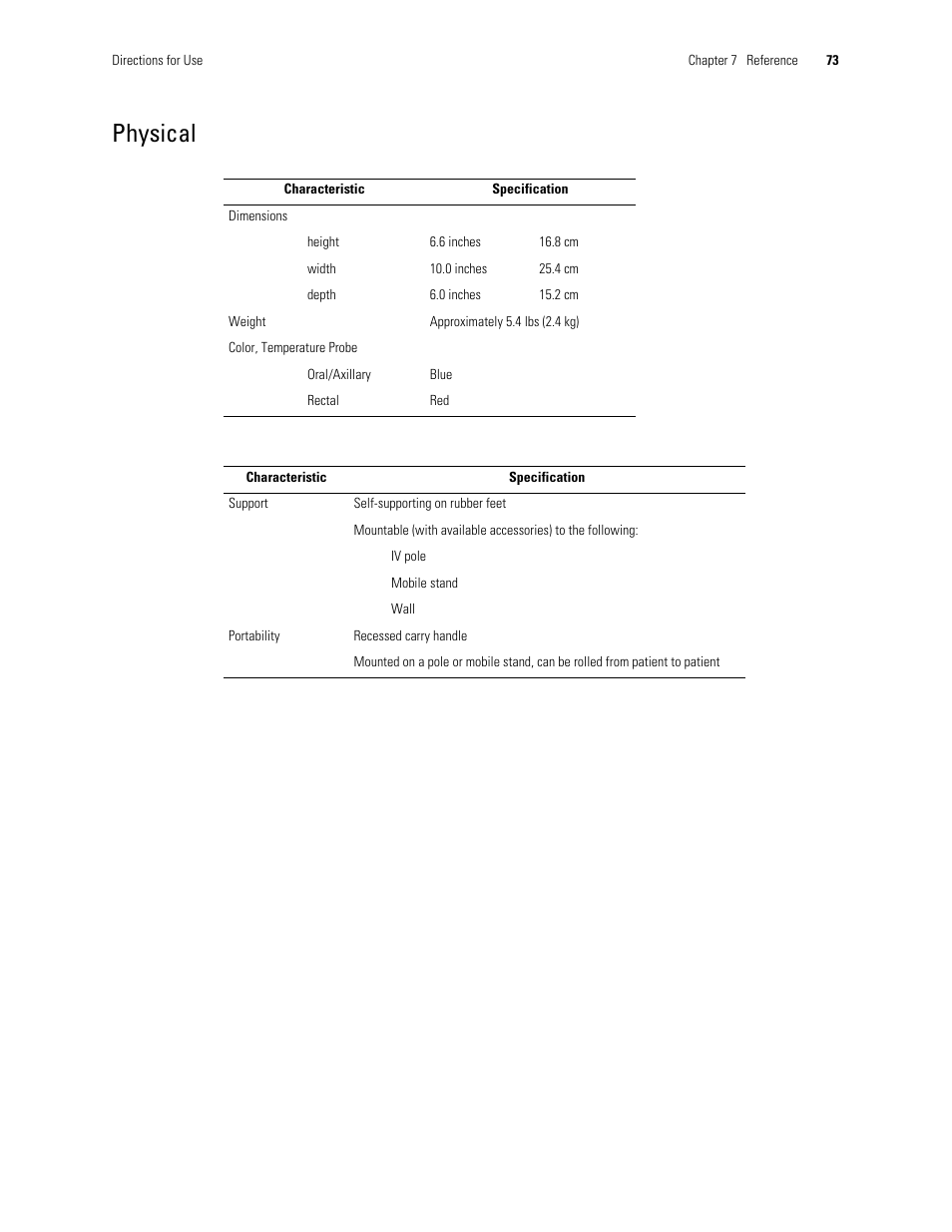 Physical | Welch Allyn 300 Series Vital Signs Monitor - User Manual User Manual | Page 77 / 90