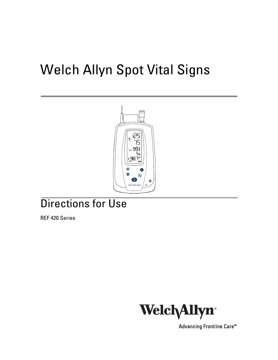 Welch Allyn Spot Vital Signs - User Manual User Manual | 74 pages