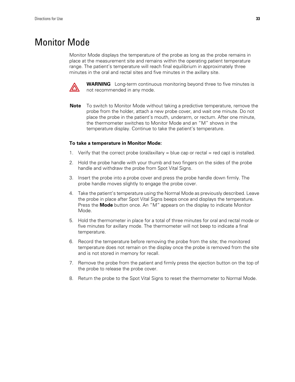 Monitor mode | Welch Allyn Spot Vital Signs - User Manual User Manual | Page 41 / 74