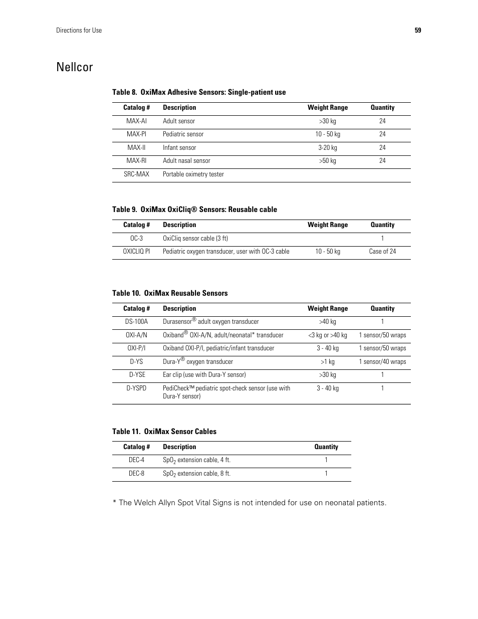 Nellcor | Welch Allyn Spot Vital Signs - User Manual User Manual | Page 67 / 74