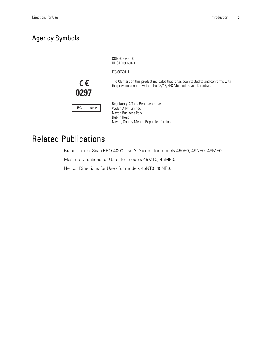 Agency symbols, Related publications | Welch Allyn Spot Vital Signs LXi - User Manual User Manual | Page 13 / 86