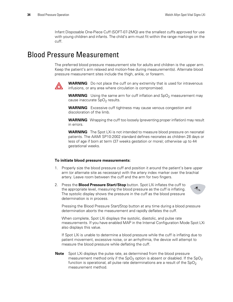 Blood pressure measurement | Welch Allyn Spot Vital Signs LXi - User Manual User Manual | Page 44 / 86
