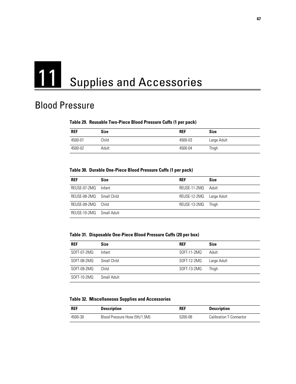 Supplies and accessories, Blood pressure, 11 - supplies and accessories | Welch Allyn Spot Vital Signs LXi - User Manual User Manual | Page 77 / 86