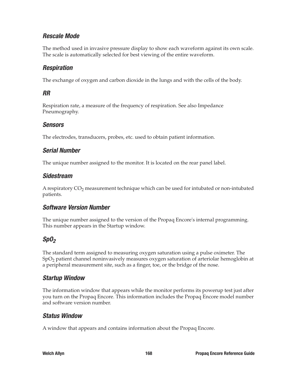Welch Allyn 20хEL Propaq Encore Vital Signs Monitor - Reference Guide User Manual | Page 168 / 178