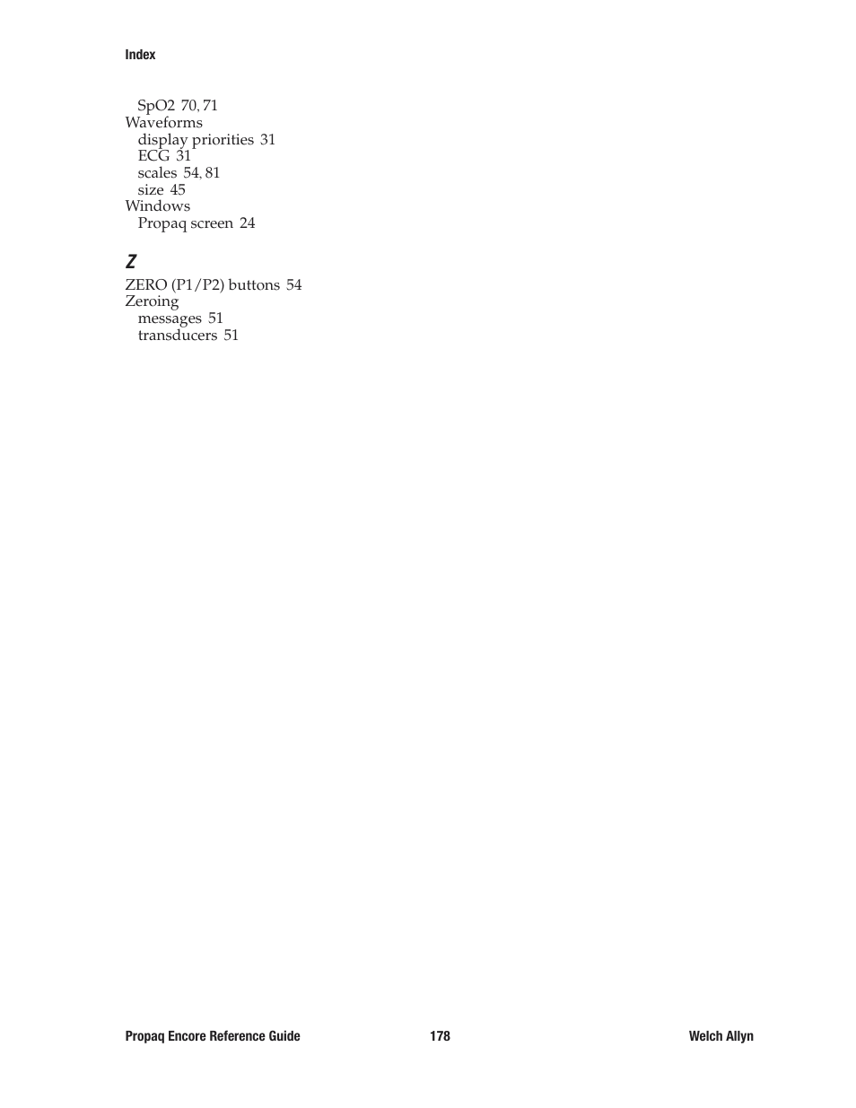 Welch Allyn 20хEL Propaq Encore Vital Signs Monitor - Reference Guide User Manual | Page 178 / 178