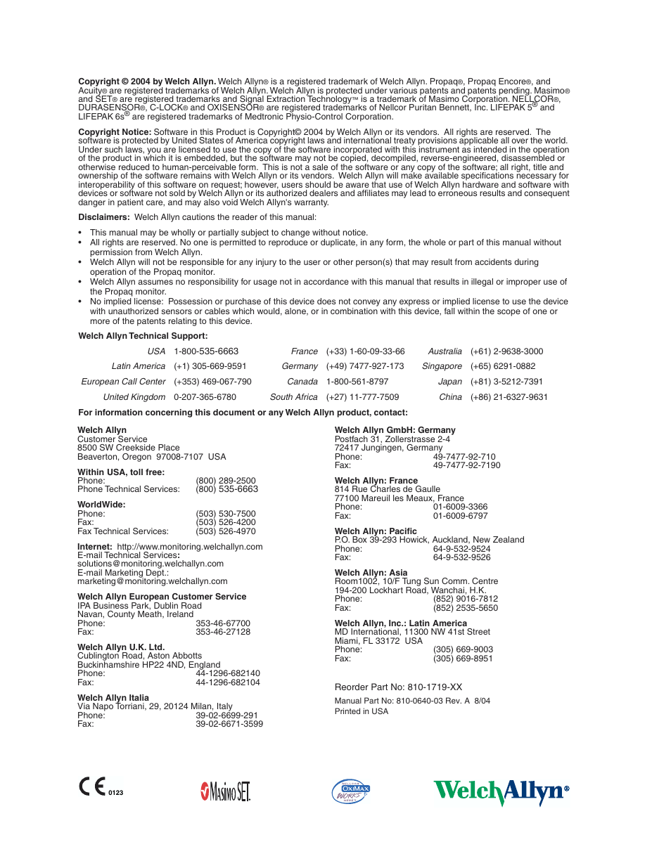 Welch Allyn 20хEL Propaq Encore Vital Signs Monitor - Reference Guide User Manual | Page 2 / 178