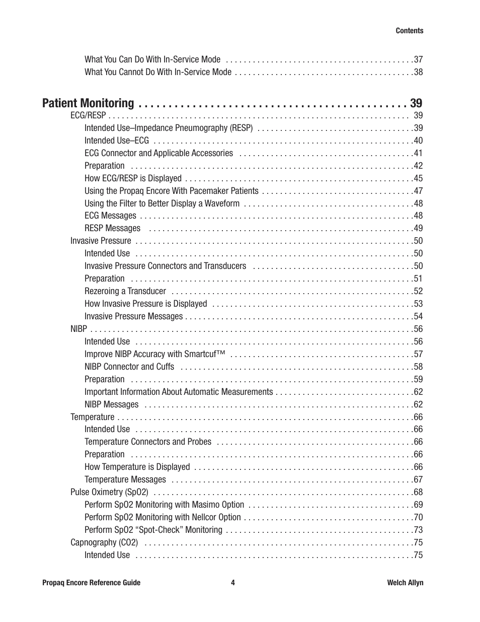 Patient monitoring | Welch Allyn 20хEL Propaq Encore Vital Signs Monitor - Reference Guide User Manual | Page 4 / 178