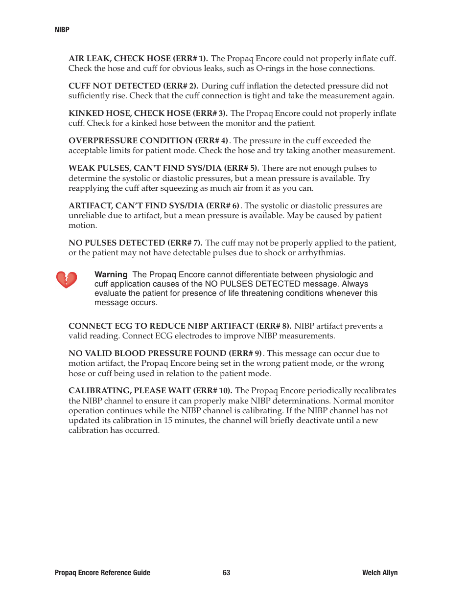 Welch Allyn 20хEL Propaq Encore Vital Signs Monitor - Reference Guide User Manual | Page 63 / 178
