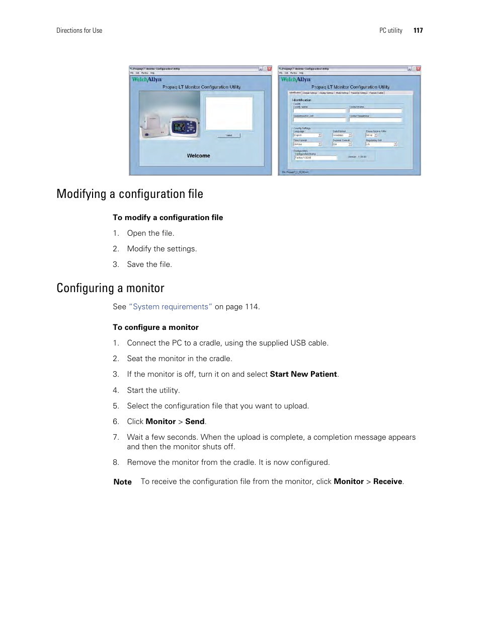 Configuring a monitor, Modifying a configuration file | Welch Allyn 901061 Propaq LT Vital Signs Monitor - User Manual User Manual | Page 121 / 196
