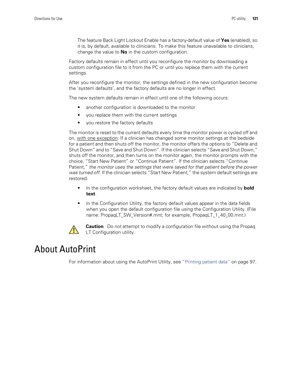 About autoprint | Welch Allyn 901061 Propaq LT Vital Signs Monitor - User Manual User Manual | Page 125 / 196