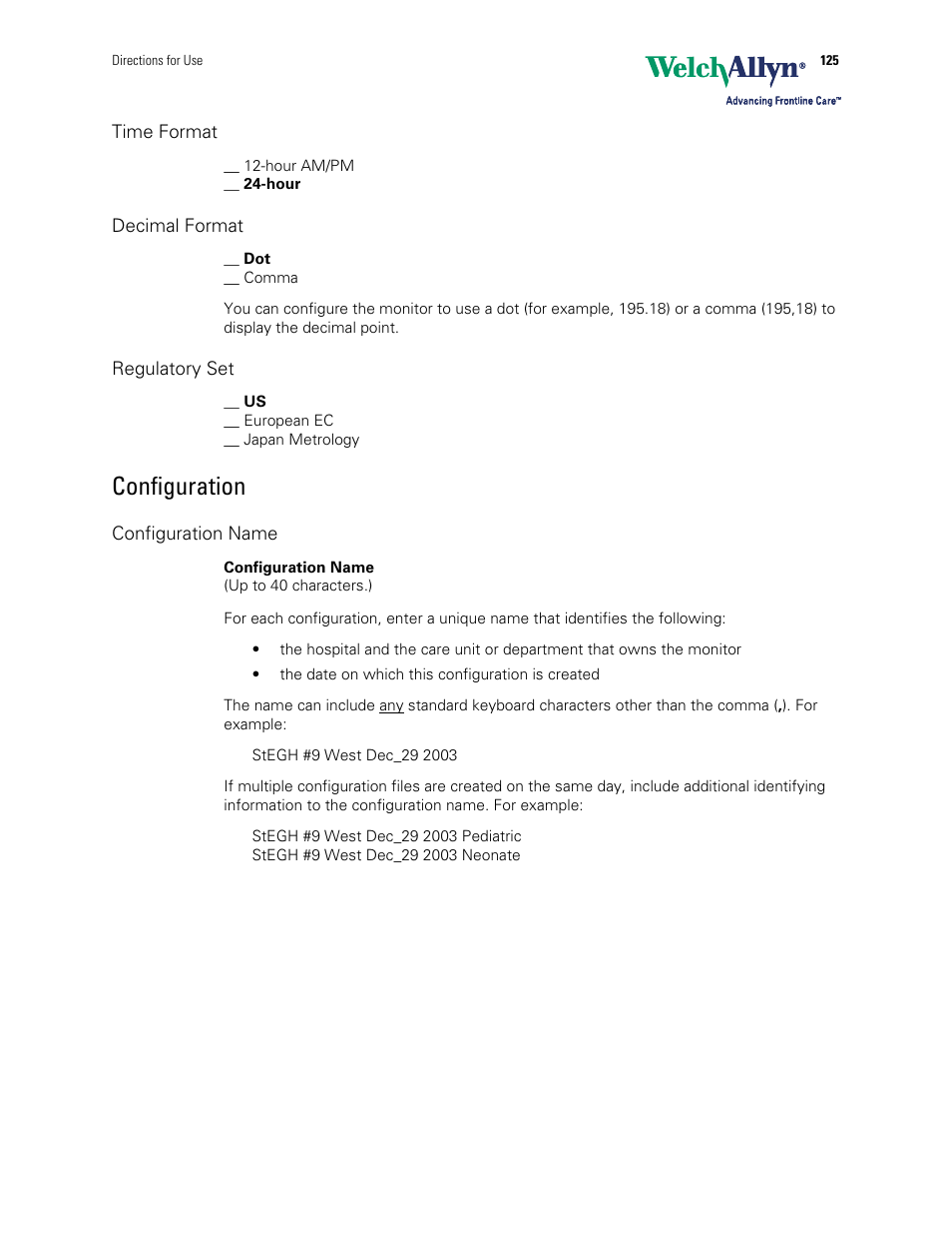 Configuration | Welch Allyn 901061 Propaq LT Vital Signs Monitor - User Manual User Manual | Page 129 / 196