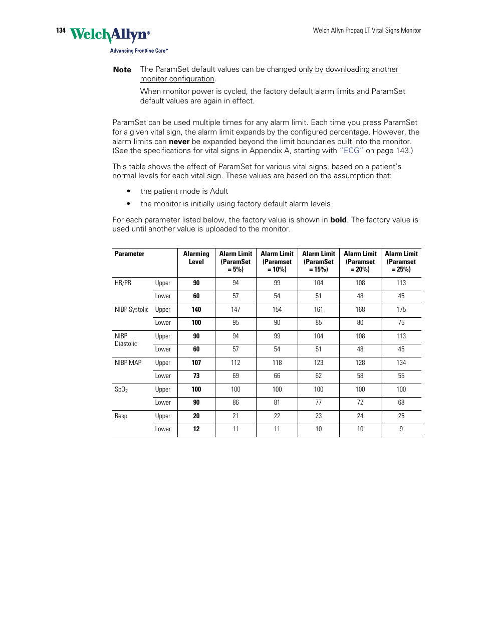 Welch Allyn 901061 Propaq LT Vital Signs Monitor - User Manual User Manual | Page 138 / 196