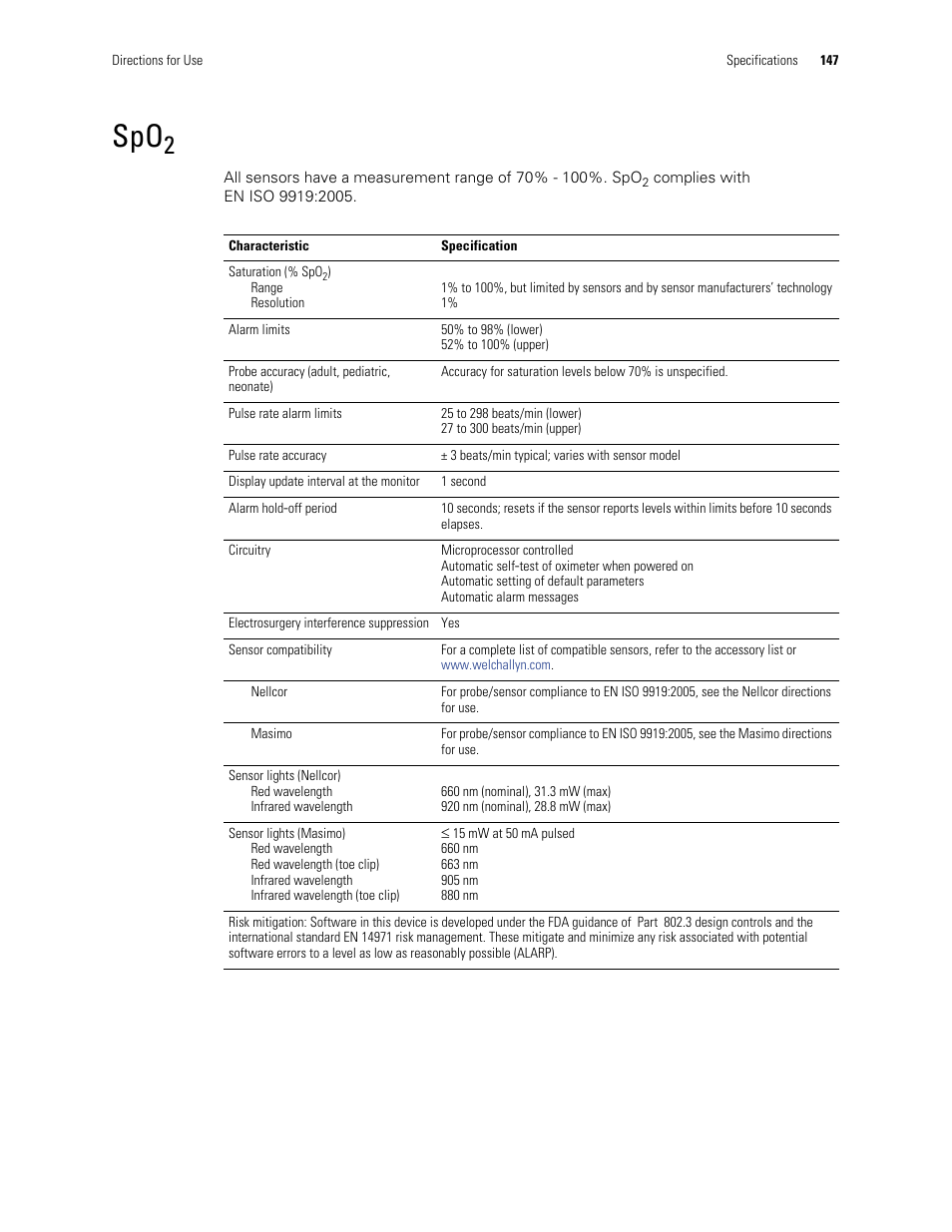 Welch Allyn 901061 Propaq LT Vital Signs Monitor - User Manual User Manual | Page 151 / 196