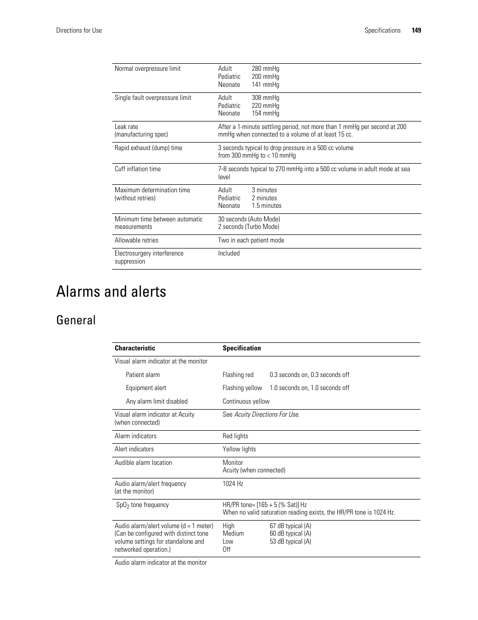 Alarms and alerts, General | Welch Allyn 901061 Propaq LT Vital Signs Monitor - User Manual User Manual | Page 153 / 196