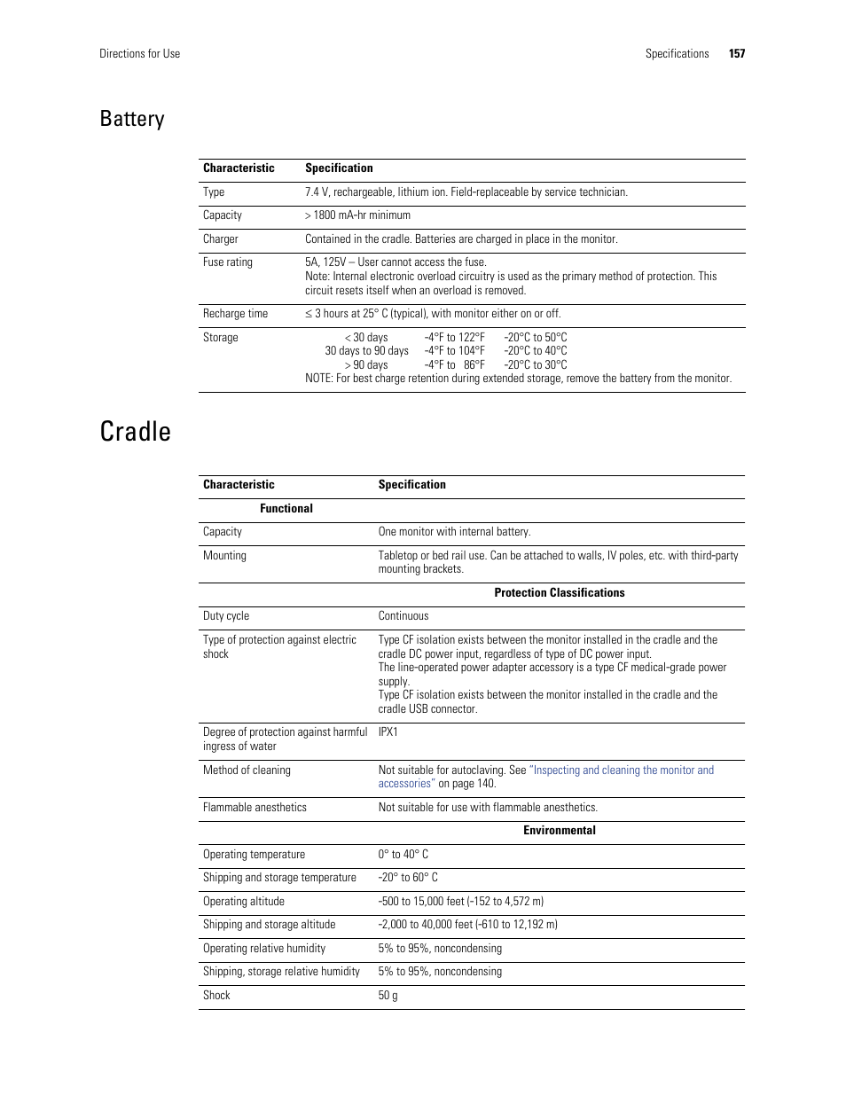 Cradle, Battery | Welch Allyn 901061 Propaq LT Vital Signs Monitor - User Manual User Manual | Page 161 / 196