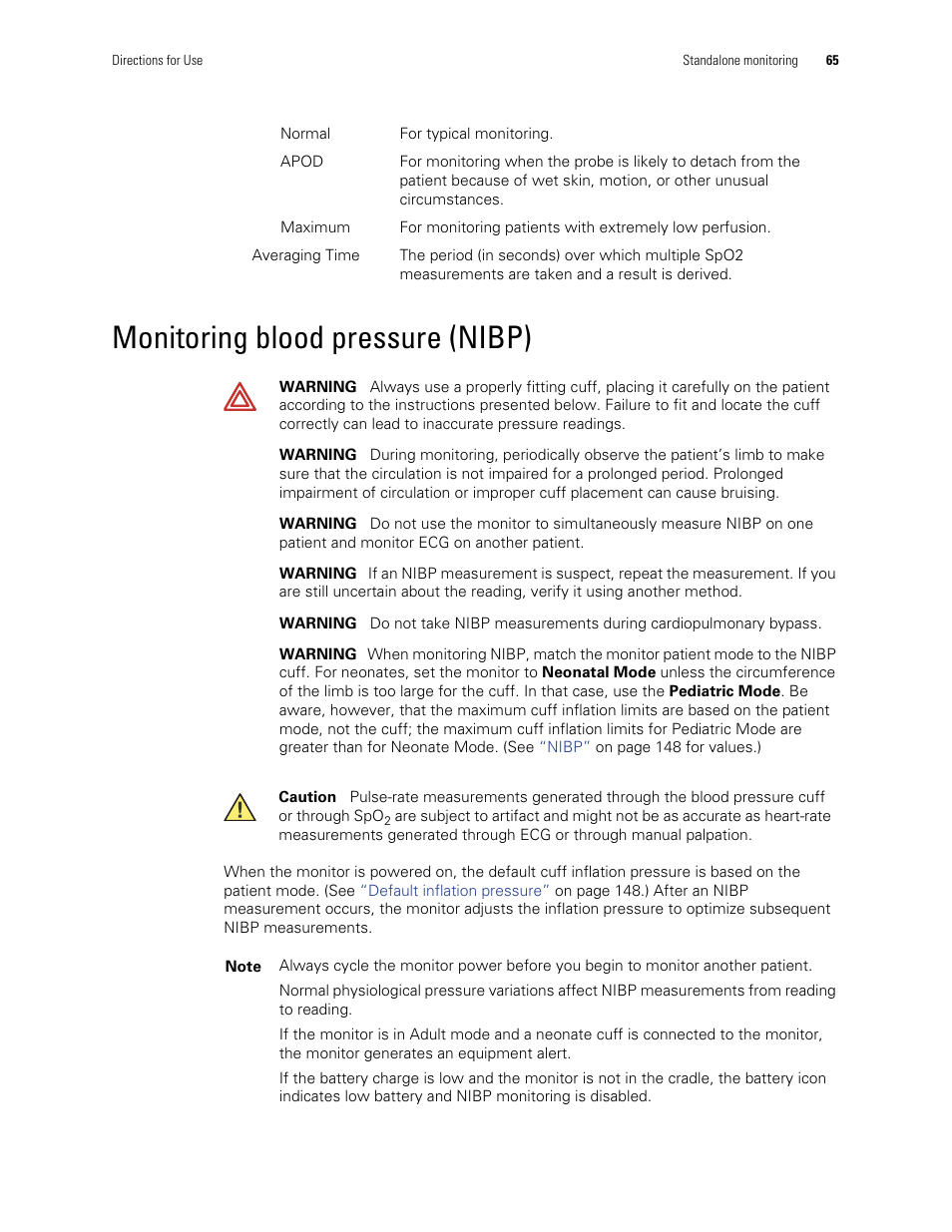 Monitoring blood pressure (nibp) | Welch Allyn 901061 Propaq LT Vital Signs Monitor - User Manual User Manual | Page 69 / 196