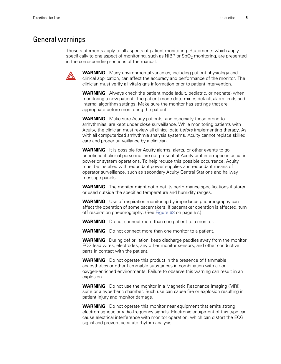 General warnings | Welch Allyn 901061 Propaq LT Vital Signs Monitor - User Manual User Manual | Page 9 / 196