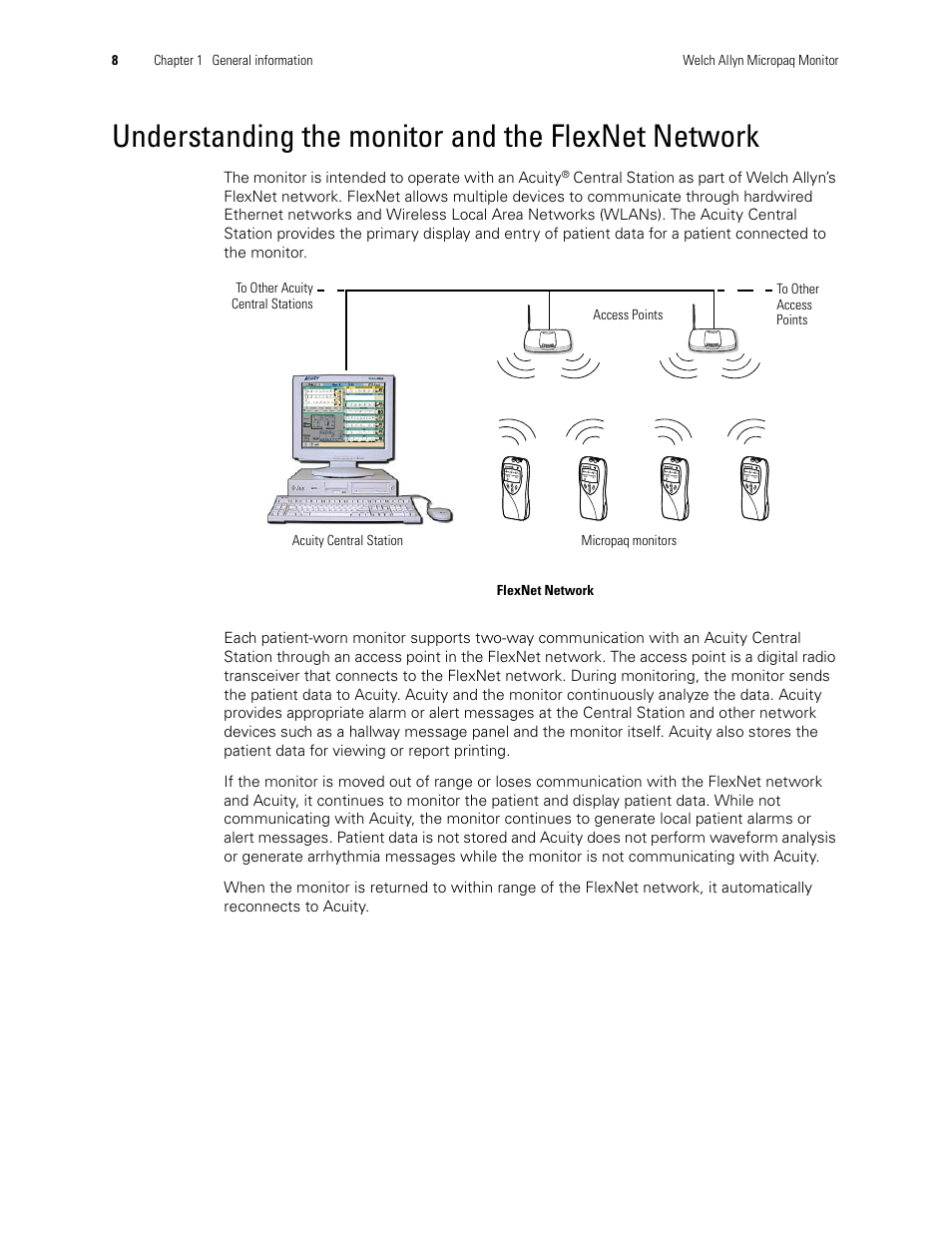 Understanding the monitor and the flexnet network | Welch Allyn 408 Micropaq Monitor - User Manual User Manual | Page 12 / 82