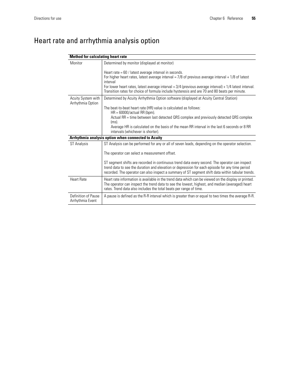 Heart rate and, Arrhythmia analysis option, Heart rate and arrhythmia analysis option | Welch Allyn 408 Micropaq Monitor - User Manual User Manual | Page 59 / 82
