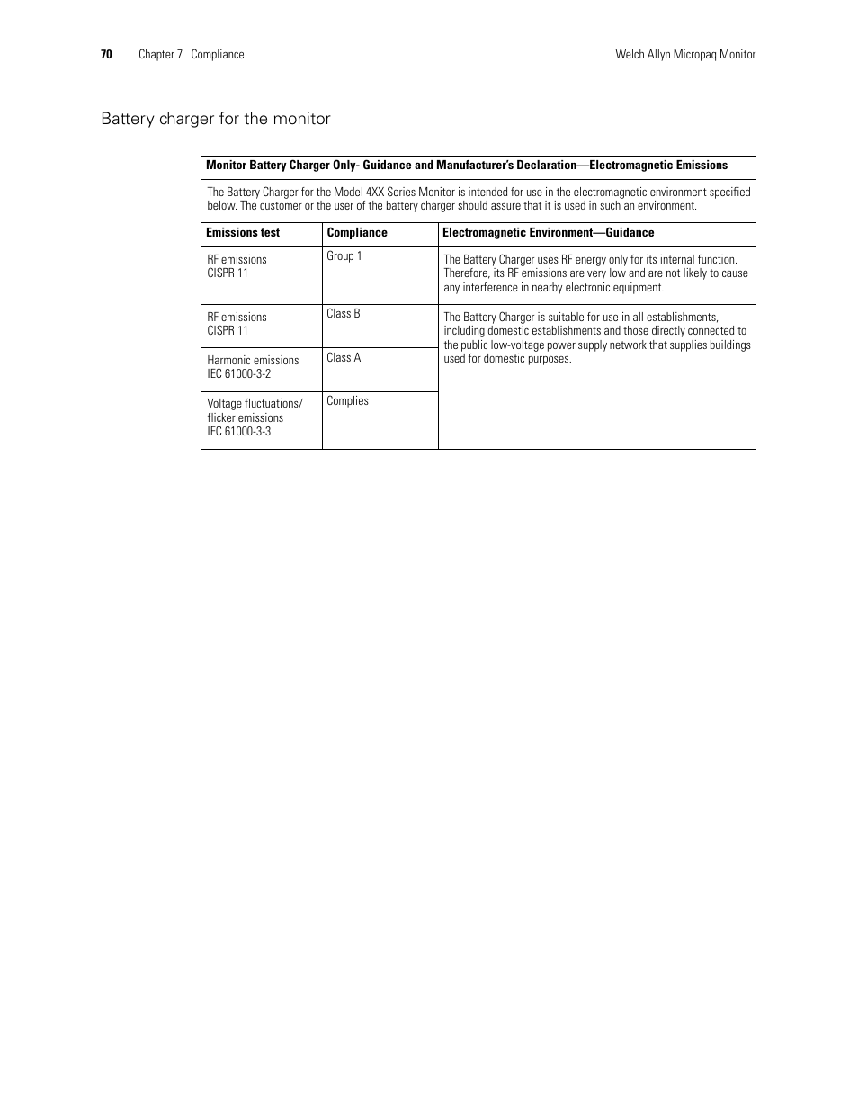 Battery charger for the monitor | Welch Allyn 408 Micropaq Monitor - User Manual User Manual | Page 74 / 82