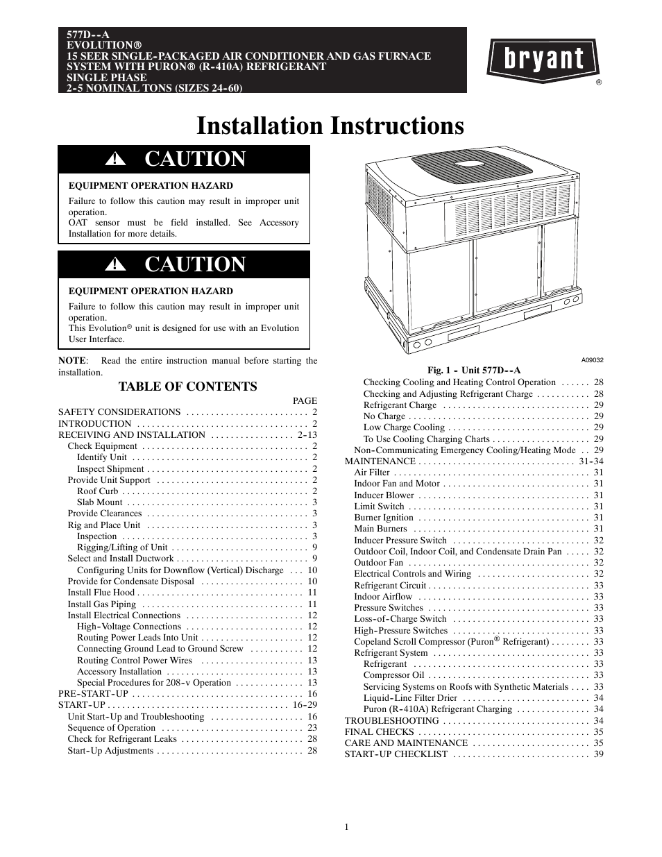 Bryant EVOLUTION 577D----A User Manual | 40 pages