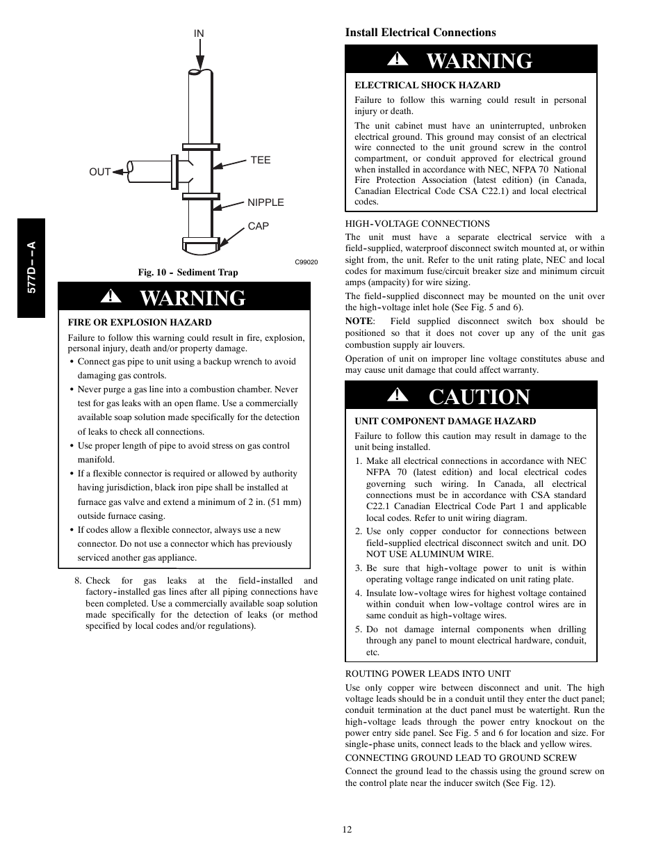 Warning, Caution | Bryant EVOLUTION 577D----A User Manual | Page 12 / 40