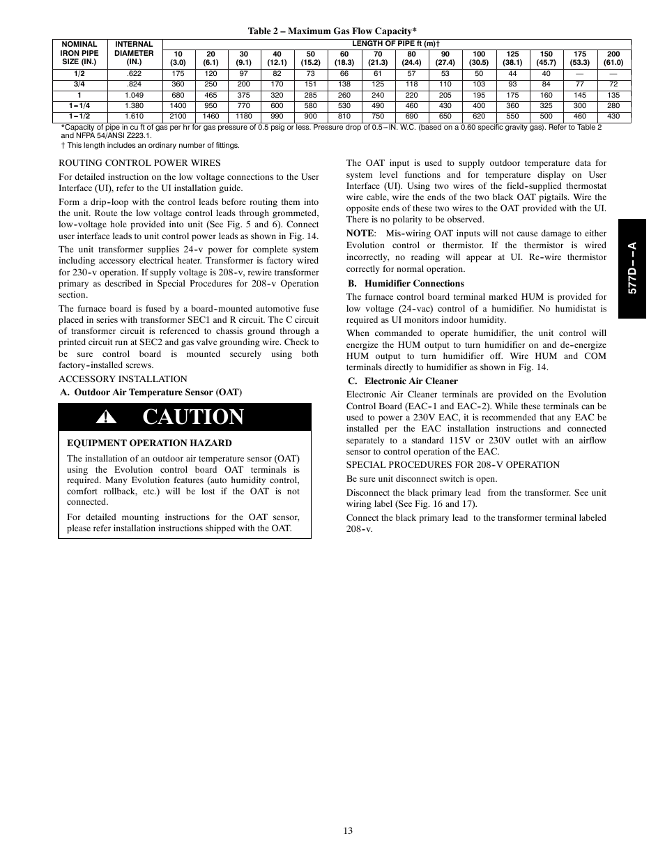 Caution, 577d -- -- a | Bryant EVOLUTION 577D----A User Manual | Page 13 / 40