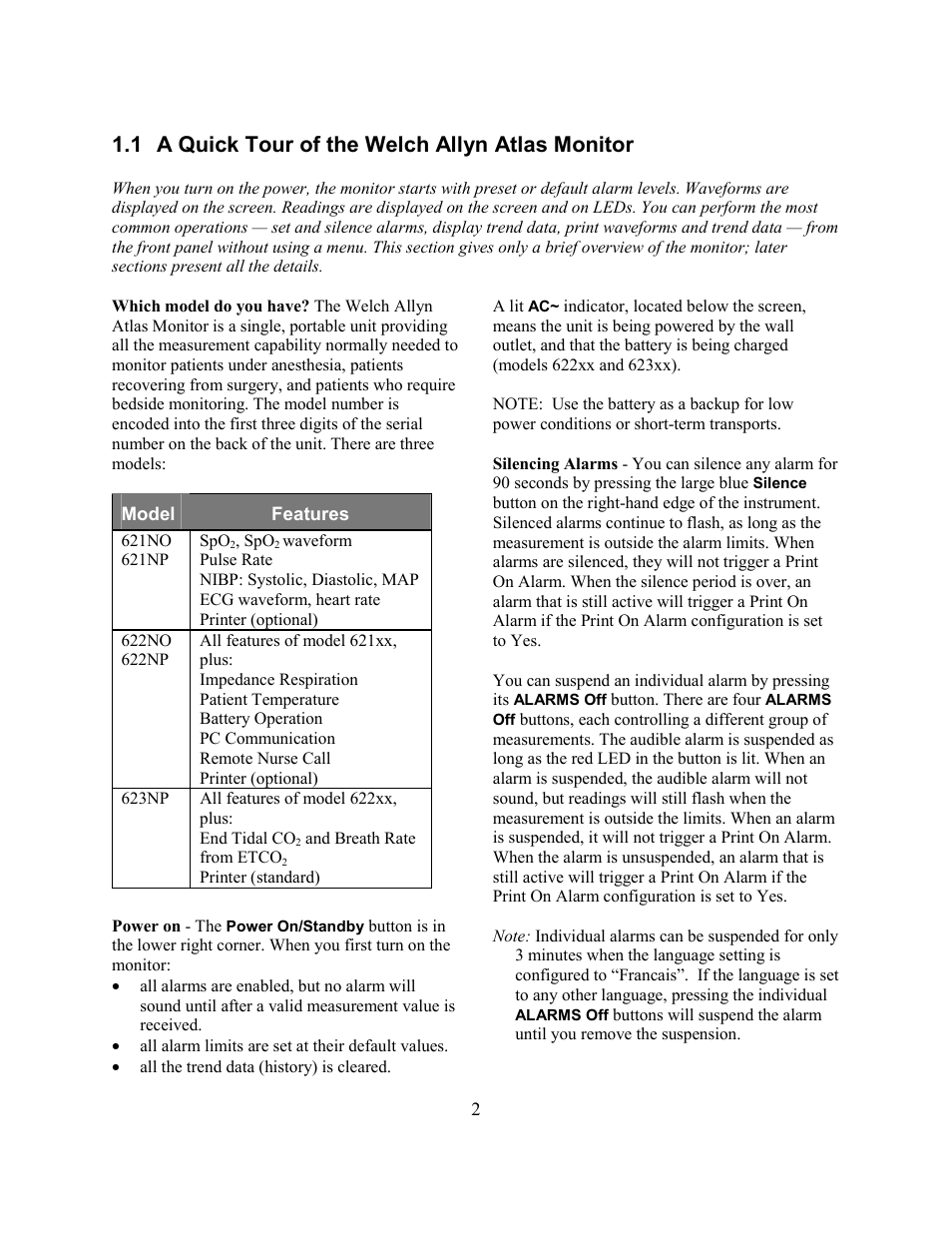 1 a quick tour of the welch allyn atlas monitor | Welch Allyn Atlas Monitor - User Manual User Manual | Page 14 / 108