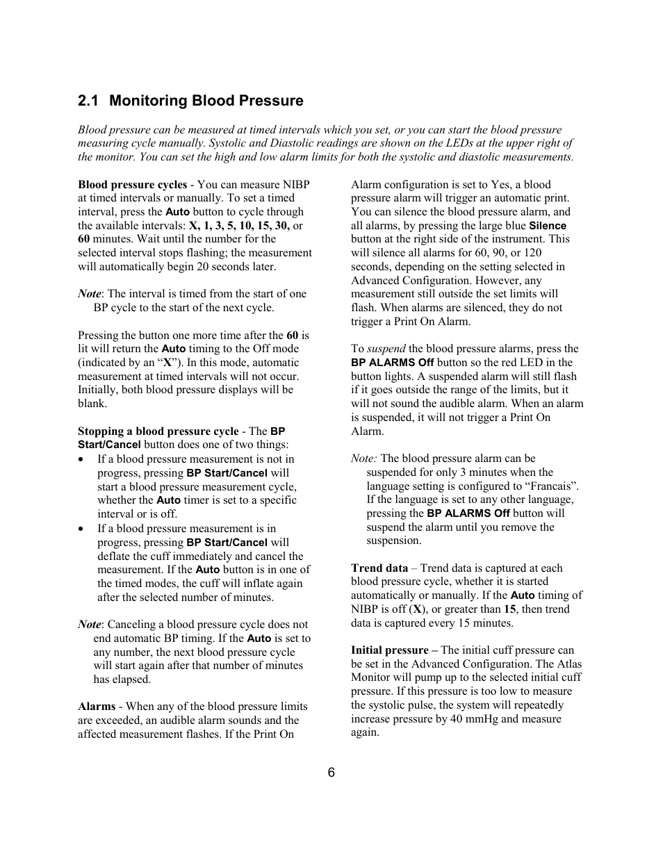 1 monitoring blood pressure | Welch Allyn Atlas Monitor - User Manual User Manual | Page 18 / 108
