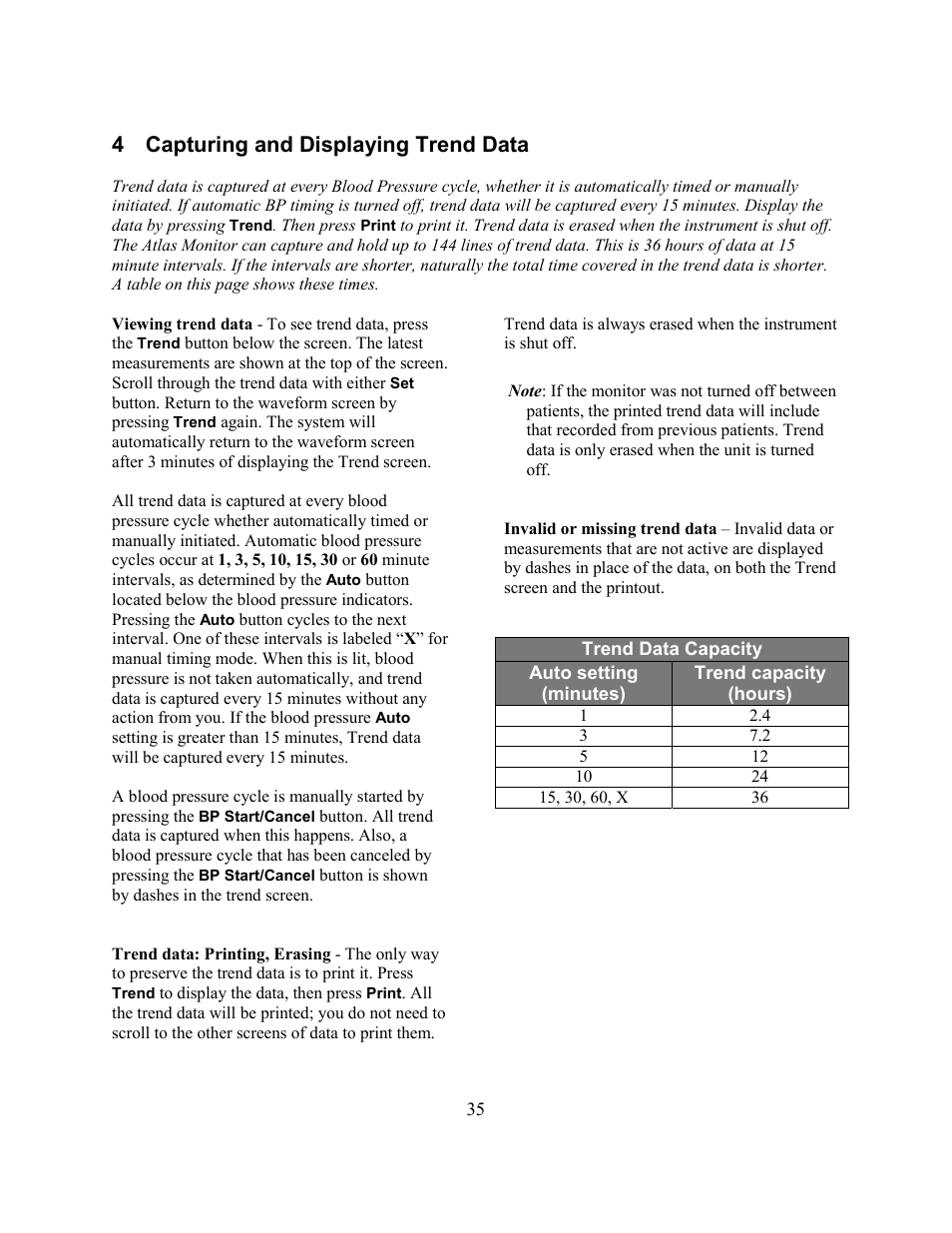 4 capturing and displaying trend data | Welch Allyn Atlas Monitor - User Manual User Manual | Page 47 / 108