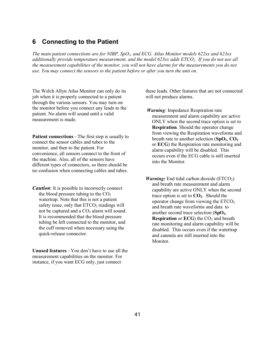 6 connecting to the patient | Welch Allyn Atlas Monitor - User Manual User Manual | Page 53 / 108