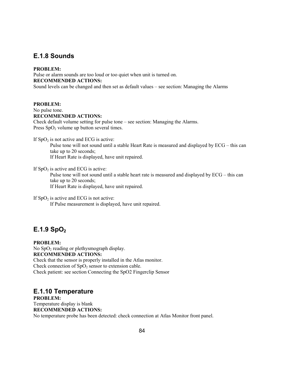 E.1.8 sounds, E.1.9 spo, E.1.10 temperature | Welch Allyn Atlas Monitor - User Manual User Manual | Page 96 / 108
