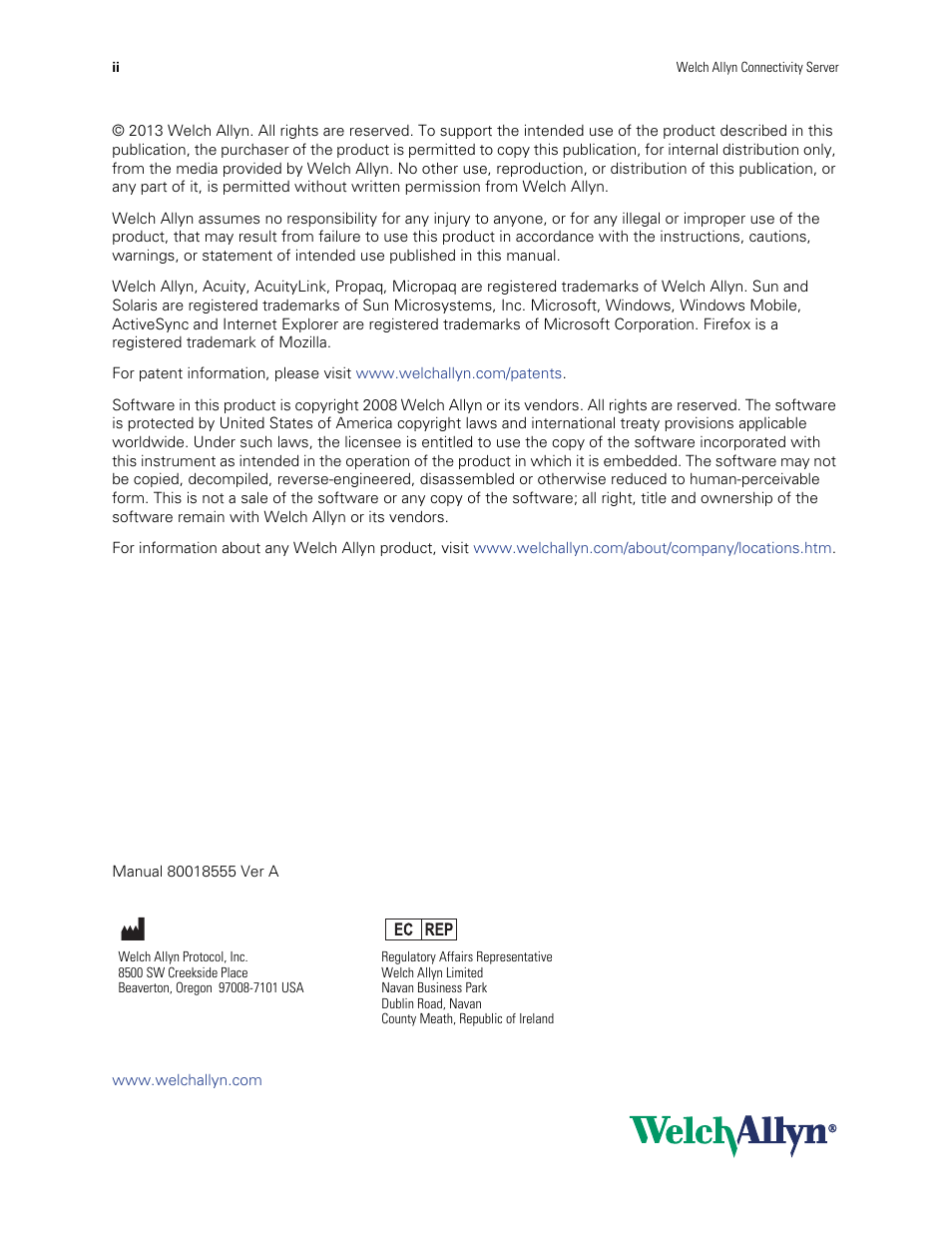 Welch Allyn Connectivity Server - User Manual User Manual | Page 2 / 96