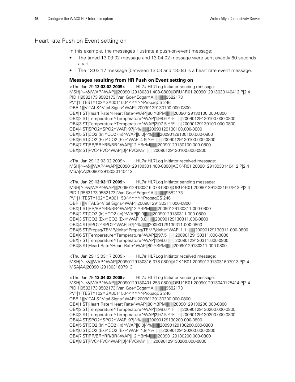 Heart rate push on event setting on | Welch Allyn Connectivity Server - User Manual User Manual | Page 50 / 96