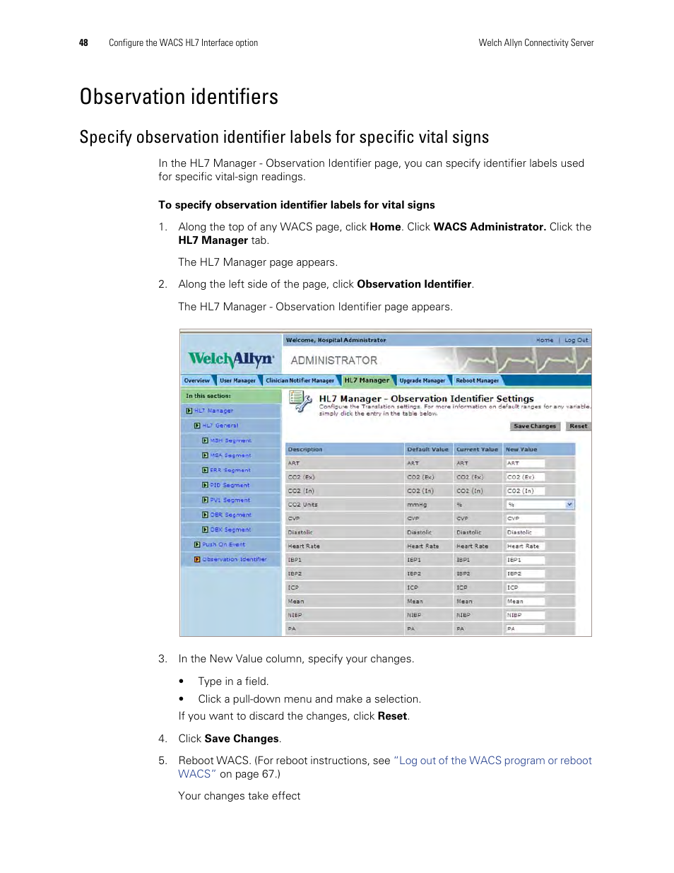 Observation identifiers | Welch Allyn Connectivity Server - User Manual User Manual | Page 52 / 96